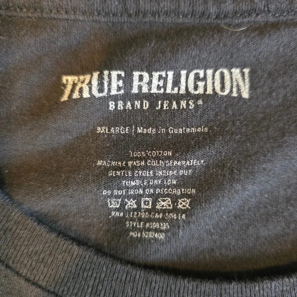 True Religion Mens 3XL T-Shirt Black Red Graphic Logo Short Sleeve 108335